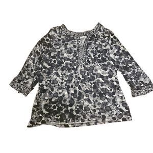 Susan Graver Blouse Womens VNeck Top Size XL Black Gray (730)